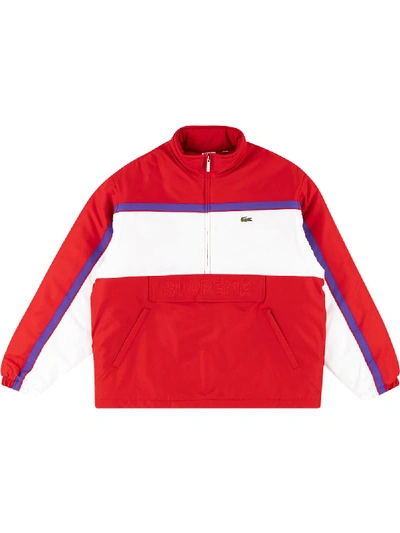 Supreme X Lacoste Puffy Half Zip Pullover In Red