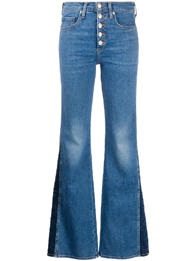 Veronica Beard Kiley High Waist Inset Hem Wide Leg Jeans In Mid Denim