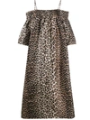 GANNI LEOPARD-PRINT OFF-SHOULDER DRESS