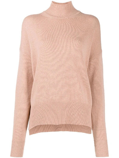 Jil Sander Knitted High Neck Sweater In Pink
