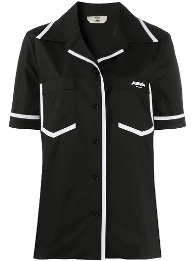 Fendi Black Eco Popeline Short Sleeve Shirt