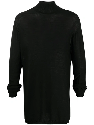 Rick Owens Black Cashmere Oversized Turtleneck