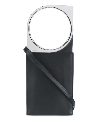 Rabanne Op'art Geometric Leather Clutch In Black