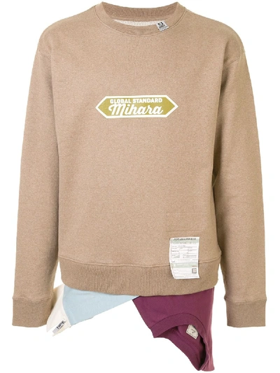 Miharayasuhiro Layered Cotton Sweatshirt In Brown