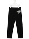 Moschino Metallic Logo Print Leggings In Black