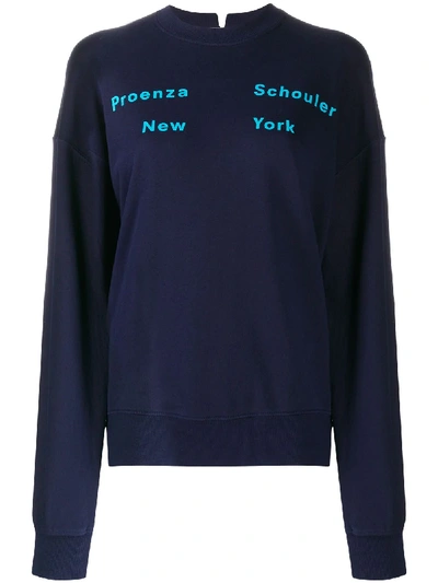 Proenza Schouler Logo-print Oversize Sweatshirt In Blue