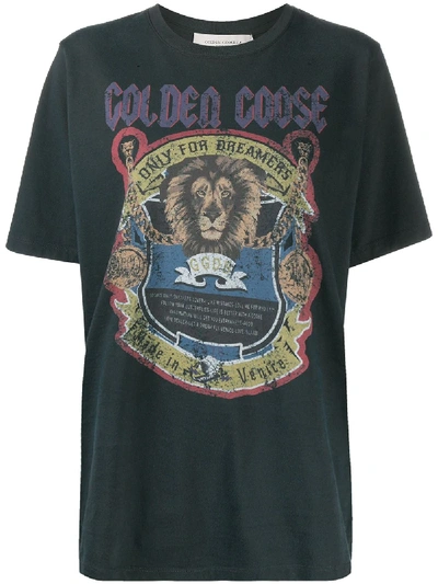 Golden Goose Printed Logo T-shirt In Grey