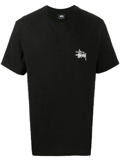 Stussy Logo Crew-neck T-shirt In Black