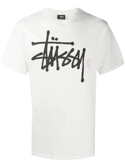 Stussy Logo-print Cotton T-shirt In White