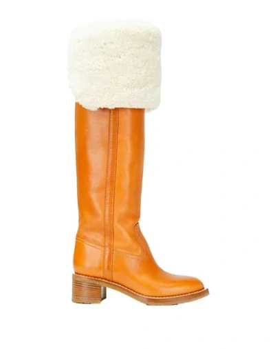 Celine Knee Boots In Brown