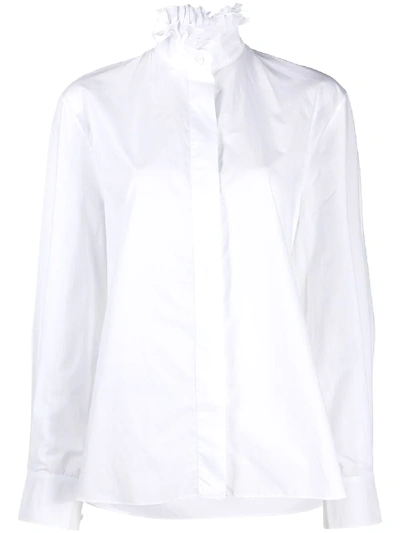 Alexandre Vauthier Ruffled Collar Cotton Poplin Shirt In White
