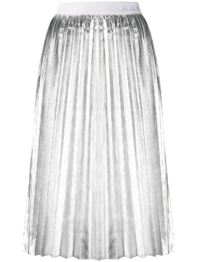 P.a.r.o.s.h Metallic Pleated Skirt In Silver