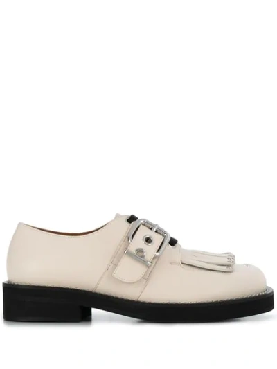 Marni Fringed Lace-up Shoes In Neutrals