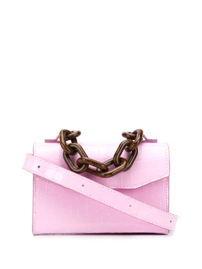 Ganni Belly Croc Belt Bag In Pink
