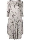 ISSEY MIYAKE PLEATED ABSTRACT PRINT DRESS