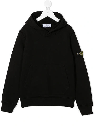 Stone Island Junior Kids' Hooded Sweatshirt In Black