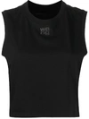 ALEXANDER WANG T LOGO-PRINT CROPPED TOP