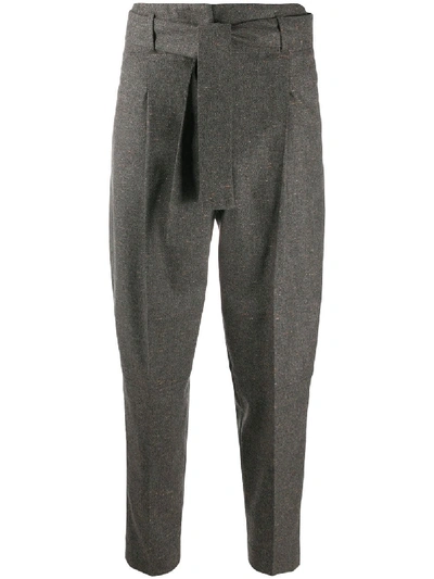 Peserico High-waisted Tapered Trousers In Grey