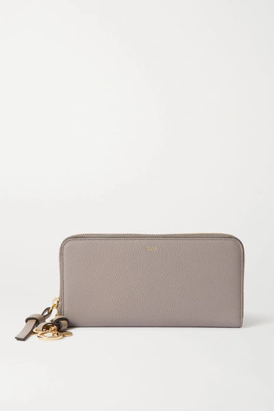 Chloé Alphabet Textured-leather Wallet In Grey