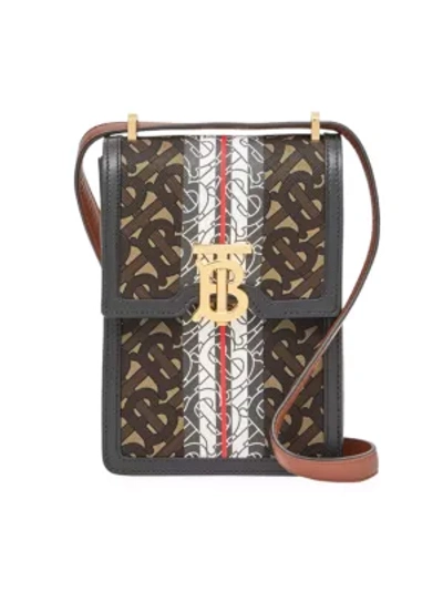 Burberry Valencia Tb Monogram Stripe E-canvas Crossbody Phone Case In Neutral