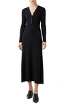 AKRIS PUNTO RIB MERINO WOOL LONG SLEEVE DRESS,901300126007