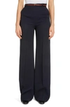 CHLOÉ BELTED CREPE FLARE WIDE LEG TROUSERS,C20APA81036