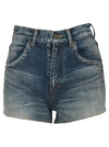 Saint Laurent High-waisted Denim Shorts In Blue