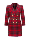 BALMAIN TARTAN BLAZER DRESS,11449513