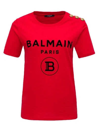 Balmain Tee With Logo In Red