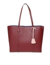 Tory Burch Perry Triple Tote In Bordeaux Leather In Tinto