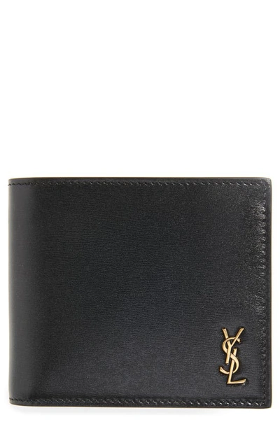 Saint Laurent Ysl Monogram Bifold Leather Wallet In Black