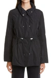 Moncler Ocre Drawstring Waist Short Jacket In Black