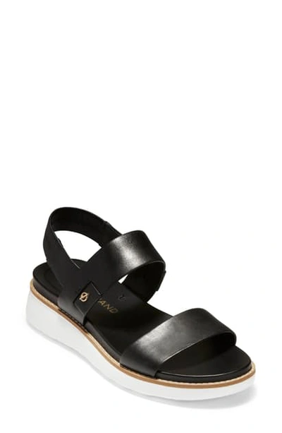 Cole Haan Zerogrand Double Band Sandal In Black/ Optic White Leather