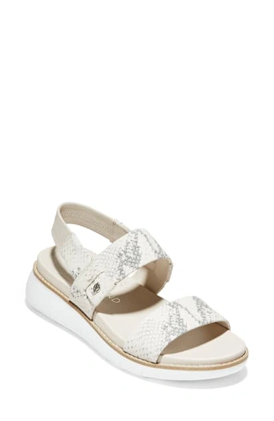 Cole Haan Zerogrand Double Band Sandal In Ivory Snake Print Leather