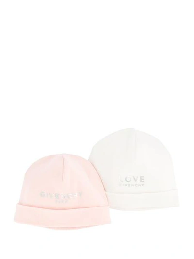 Givenchy Babies' Glitter Logo Beanie Two-set In White