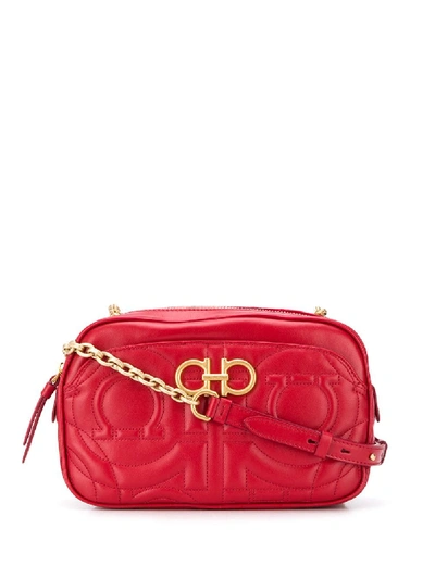 Ferragamo Camera Case Shoulder Bag In Gancino Leather In Red