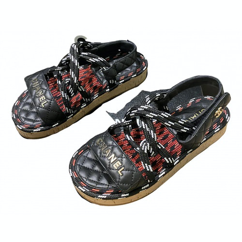 black leather dad sandals