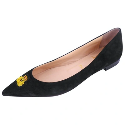Pre-owned Christian Louboutin Black Suede Ballet Flats
