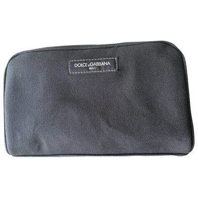 Pre-owned Dolce & Gabbana Linen Vanity Case In Black