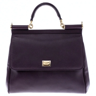 Pre-owned Dolce & Gabbana Sicily Purple Leather Handbag