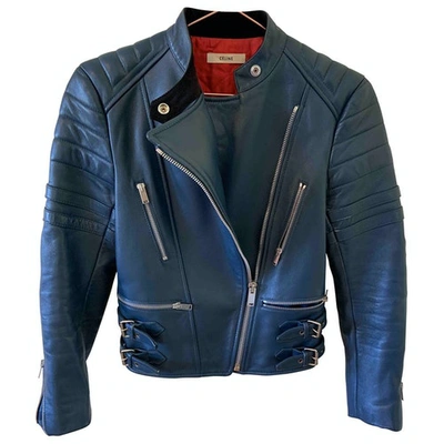 Pre-owned Celine Blue Leather Jacket