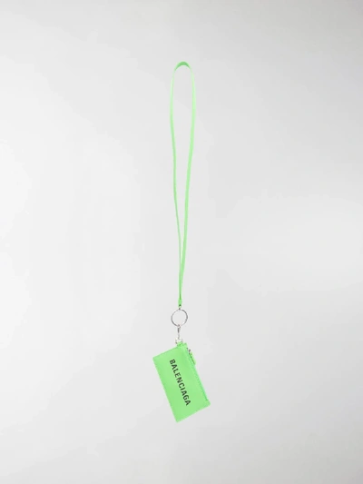 Balenciaga Logo-print Leather Cardholder In Green