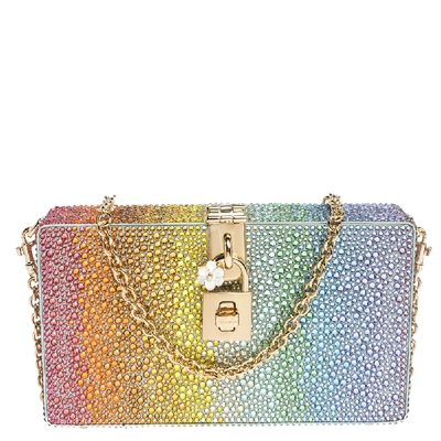 Pre-owned Dolce & Gabbana Multicolor Heat-applied Rhinestones Dolce Box Clutch