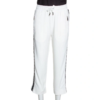 Pre-owned Dolce & Gabbana White Viscose Stretch Waistband Cady Track Trousers It 38