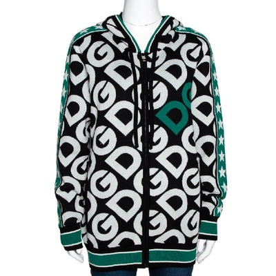 Pre-owned Dolce & Gabbana Multicolor Dg Mania Print Wool Hooded Sweatshirt It 42