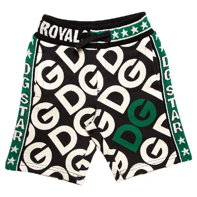 Pre-owned Dolce & Gabbana Multicolor Dg Mania Print Jersey Track Shorts 4 Yrs