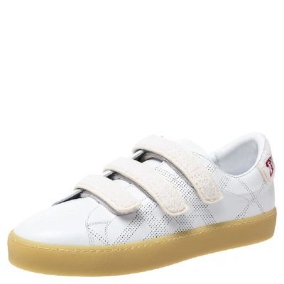 Pre-owned Burberry White Leather Becky Perf Trainers Size 40