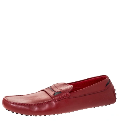 Pre-owned Tod's For Ferrari Red Leather Slip On Loafers Size 47