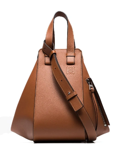 Loewe Hammock Leather Tote Bag In Brown