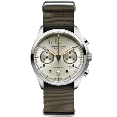 Hamilton Khaki Aviation Khaki Pilot Pioneer Auto Chrono In Beige